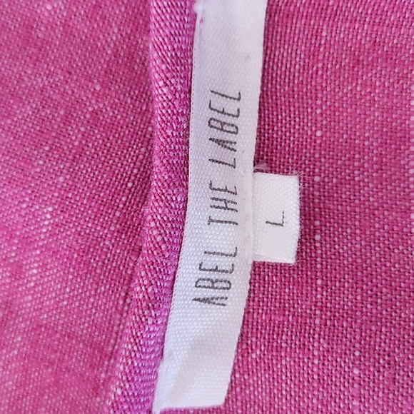 Abel The Label Size L pink linen/cotton v neck shift dress - Picture 7 of 8